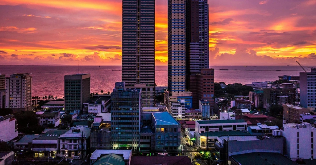 Aerial view of a smart city in the Philippines with modern infrastructure