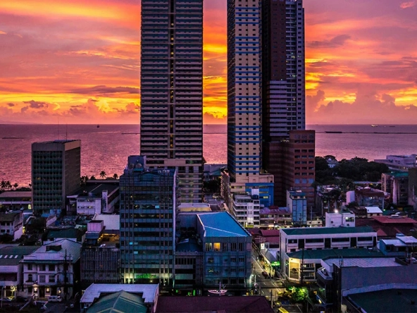 Aerial view of a smart city in the Philippines with modern infrastructure